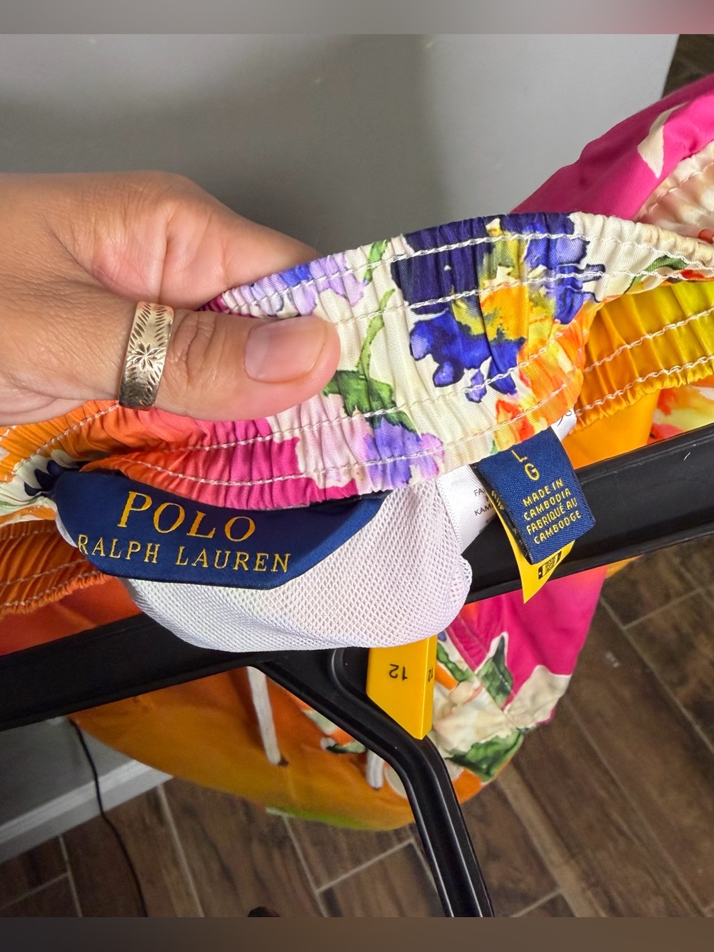 Polo Ralph Lauren Mens Orange Lined Floral Swim Trunks Sz L - Picture 6 of 9